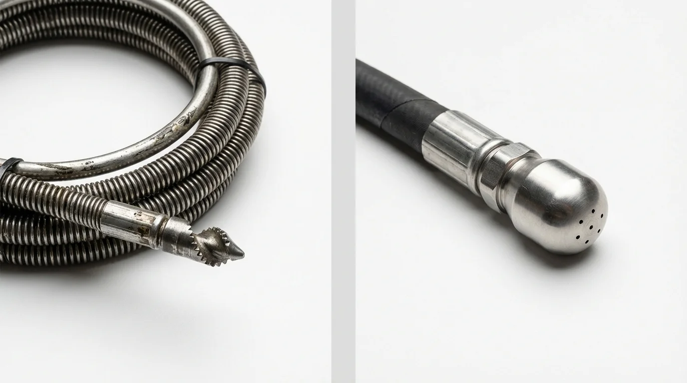 Drain snake cable and hydro jetting nozzle used for drain cleaning in Talbotton, GA