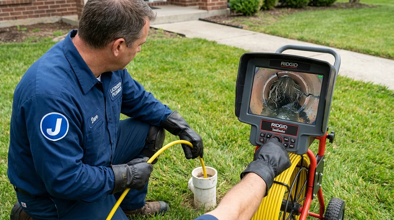 Sewer camera inspection being performed by Johns Plumbing LLC in Talbotton