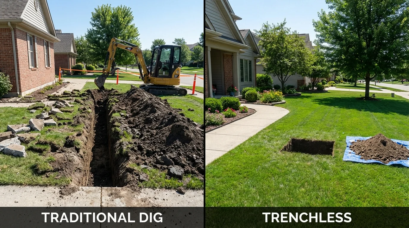 Trenchless sewer repair with minimal yard damage versus traditional excavation in Talbotton, GA